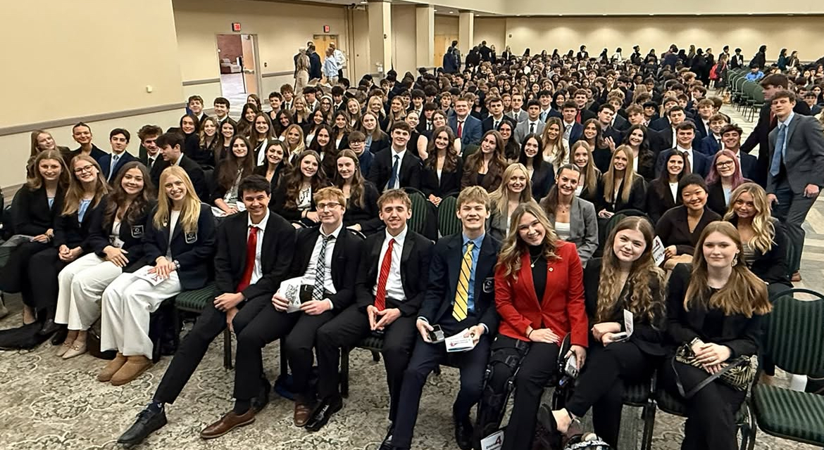 Brighton High School's DECA team poses for a picture at their Districts competition on Jan. 7, 2026. 