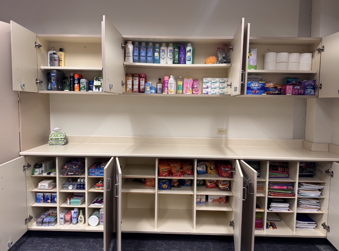 The Care Closet contains necessary resources like hygiene products, school supplies, snacks and clothing.